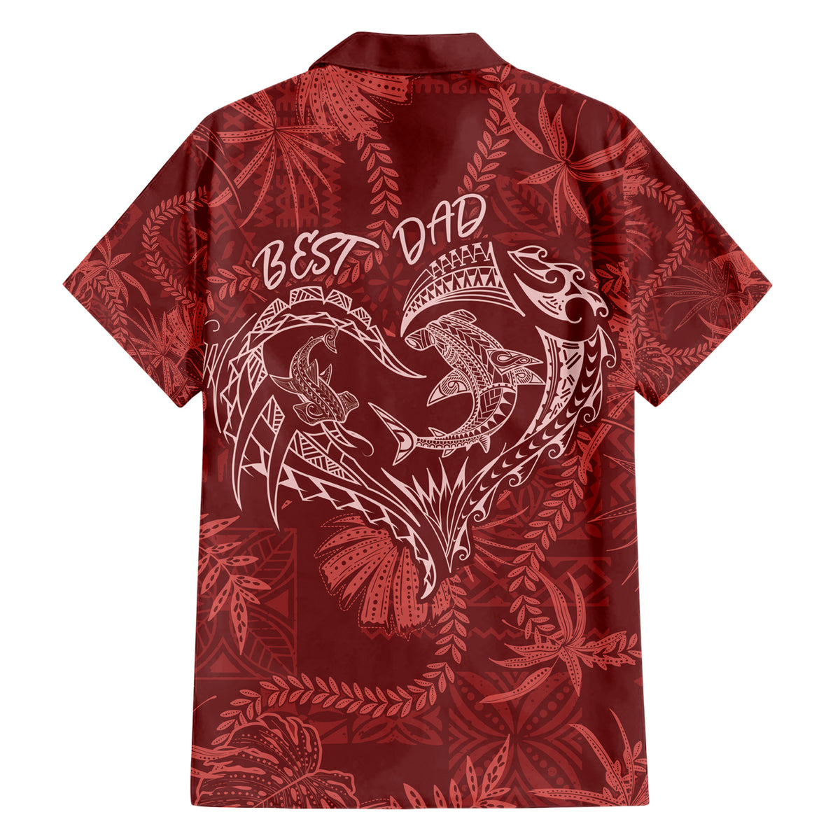 Hawaii Father's Day Vintage Lei Family Matching Short Sleeve Bodycon Dress and Hawaiian Shirt Hauoli la Makuakane - Red