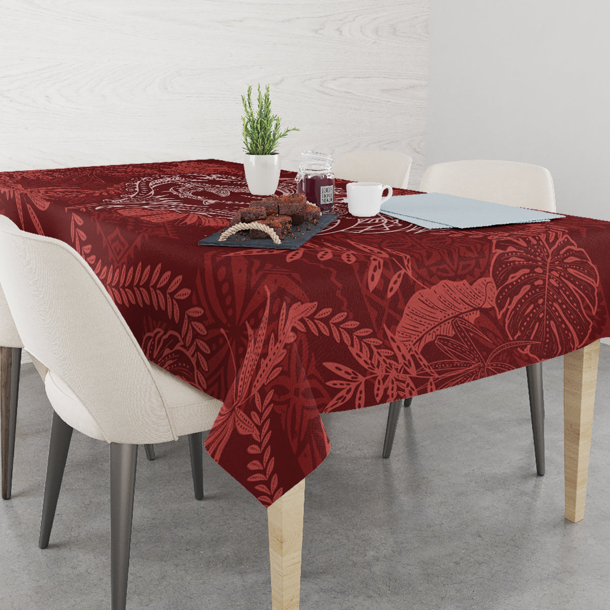 Hawaii Father's Day Vintage Lei Tablecloth Hauoli la Makuakane - Red LT7 - Polynesian Pride