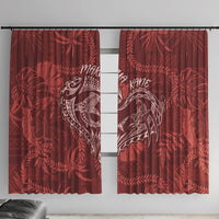Hawaii Father's Day Vintage Lei Window Curtain Hauoli la Makuakane - Red