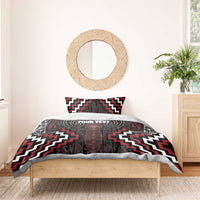 Maori Taiaha Whakairo Personalized Bedding Set Red Poutama Motifs