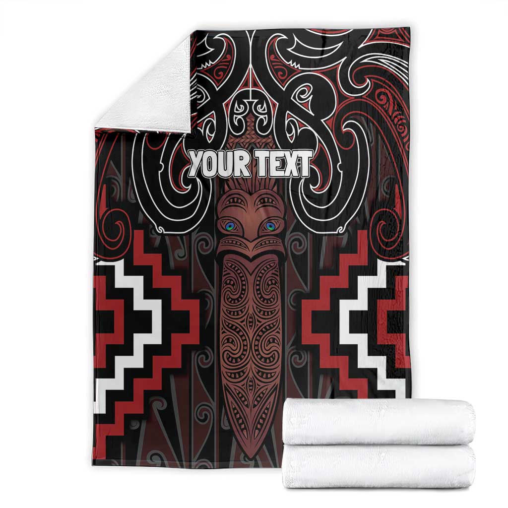 Maori Taiaha Whakairo Personalized Blanket Red Poutama Motifs