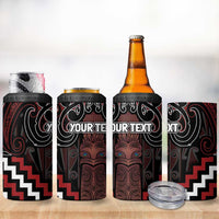 Maori Taiaha Whakairo Personalized 4 in 1 Can Cooler Tumbler Red Poutama Motifs