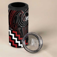 Maori Taiaha Whakairo Personalized 4 in 1 Can Cooler Tumbler Red Poutama Motifs