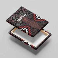 Maori Taiaha Whakairo Personalized Canvas Wall Art Red Poutama Motifs