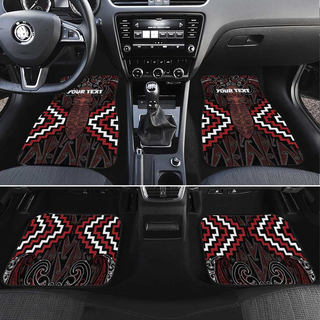 Maori Taiaha Whakairo Personalized Car Mats Red Poutama Motifs