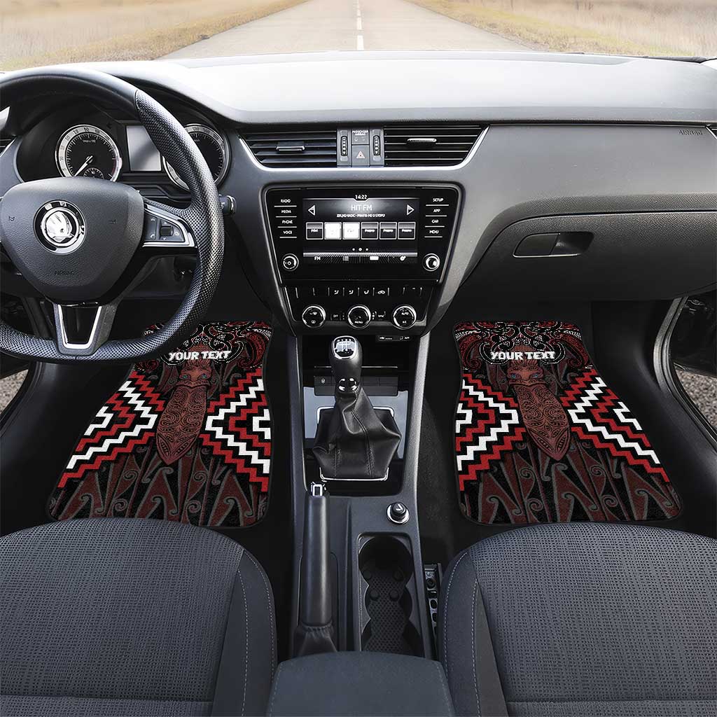 Maori Taiaha Whakairo Personalized Car Mats Red Poutama Motifs