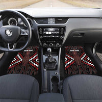 Maori Taiaha Whakairo Personalized Car Mats Red Poutama Motifs