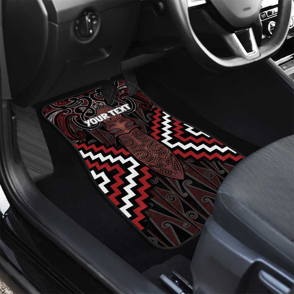 Maori Taiaha Whakairo Personalized Car Mats Red Poutama Motifs