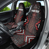 Maori Taiaha Whakairo Personalized Car Seat Cover Red Poutama Motifs