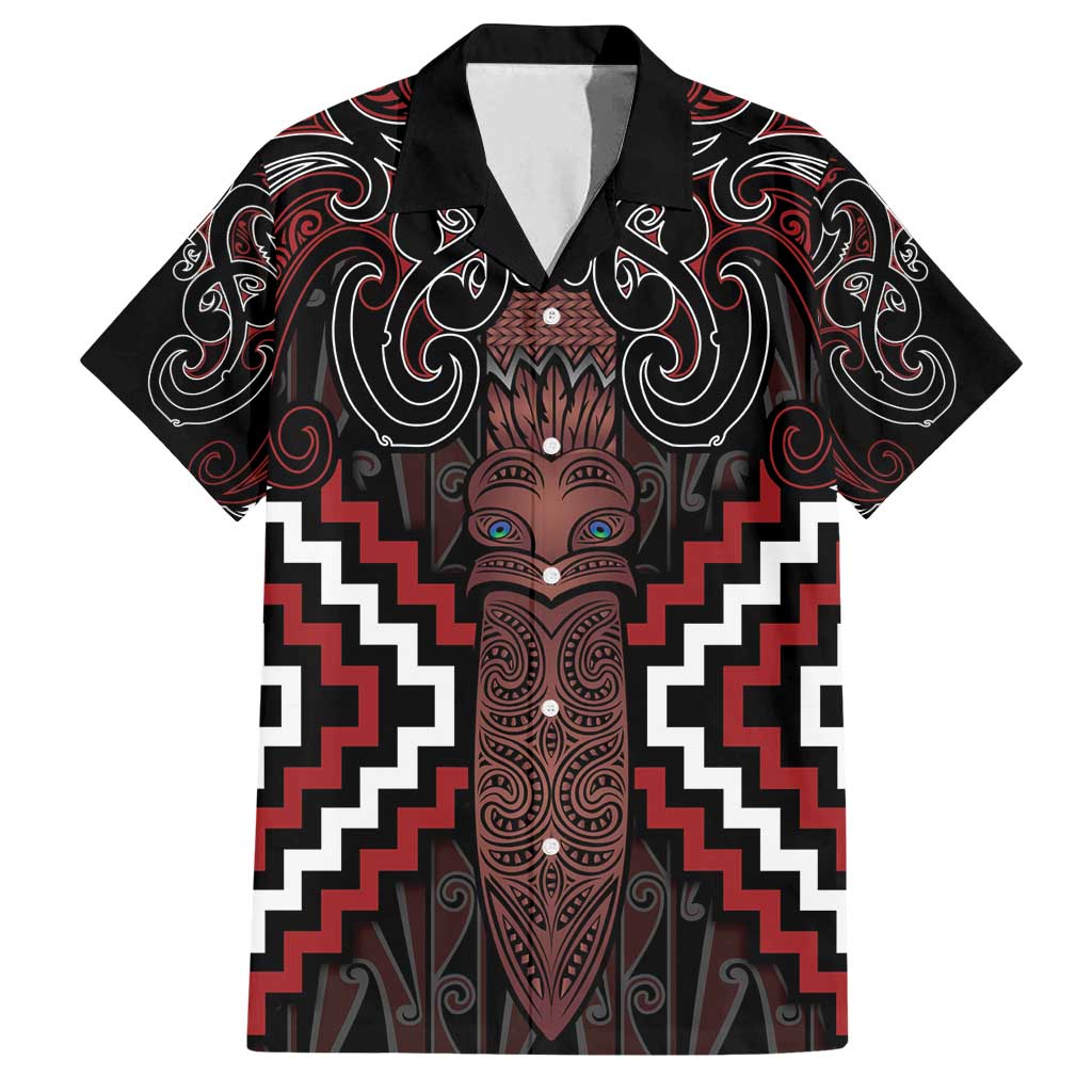 Maori Taiaha Whakairo Personalized Family Matching Long Sleeve Bodycon Dress and Hawaiian Shirt Red Poutama Motifs