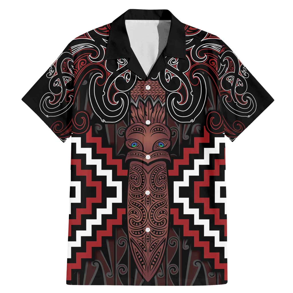 Maori Taiaha Whakairo Personalized Family Matching Mermaid Dress and Hawaiian Shirt Red Poutama Motifs