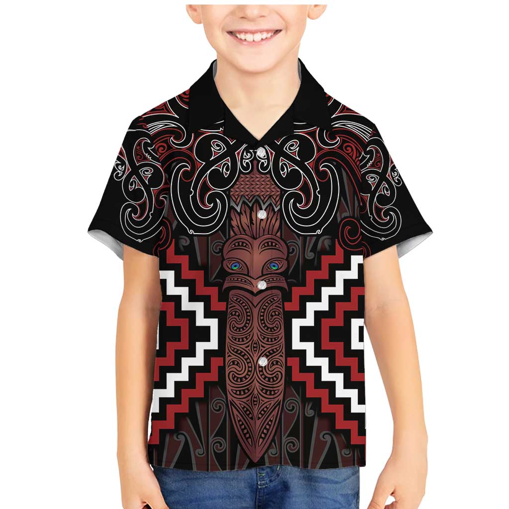 Maori Taiaha Whakairo Personalized Family Matching Mermaid Dress and Hawaiian Shirt Red Poutama Motifs