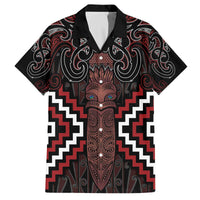 Maori Taiaha Whakairo Personalized Family Matching Off The Shoulder Long Sleeve Dress and Hawaiian Shirt Red Poutama Motifs
