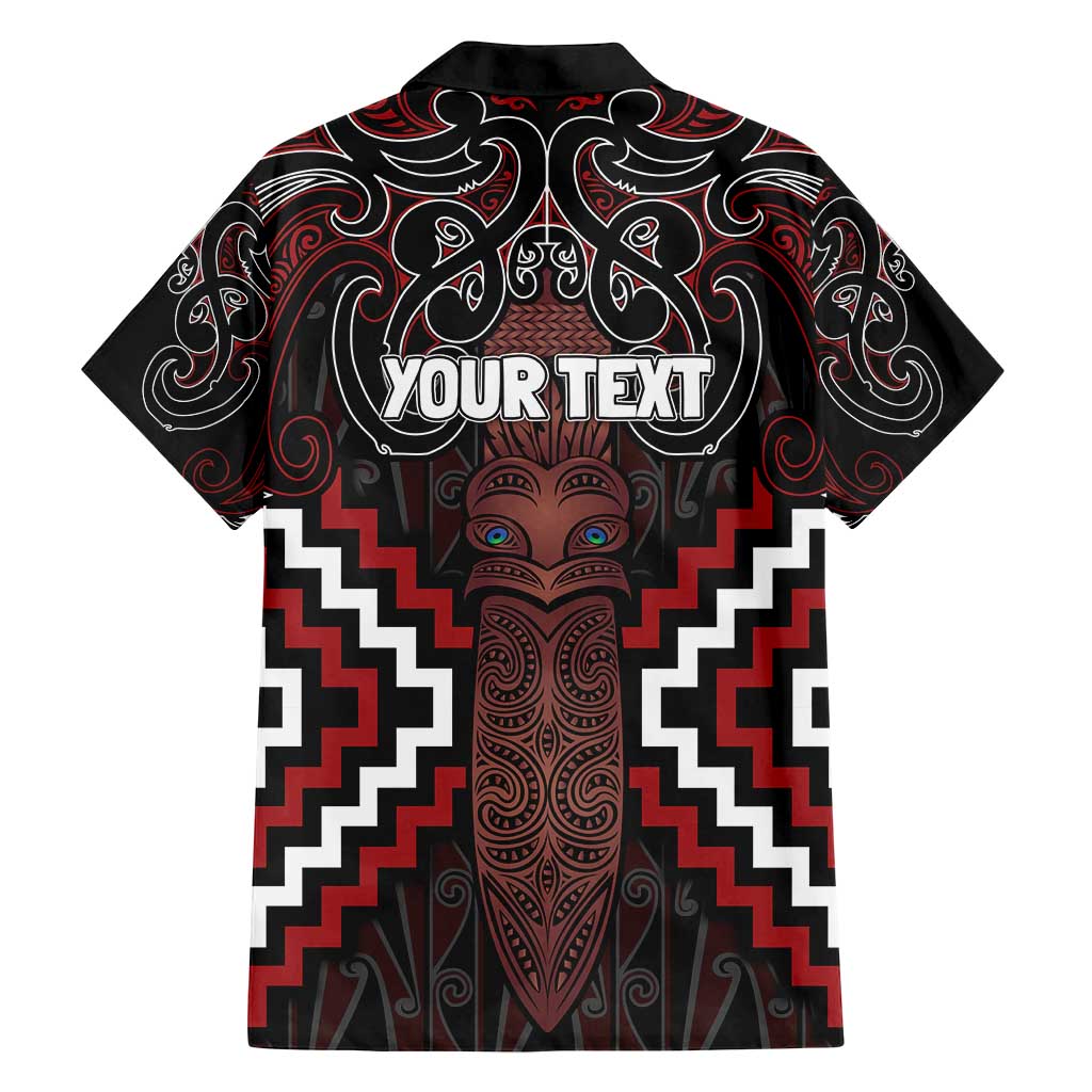 Maori Taiaha Whakairo Personalized Family Matching Off Shoulder Short Dress and Hawaiian Shirt Red Poutama Motifs
