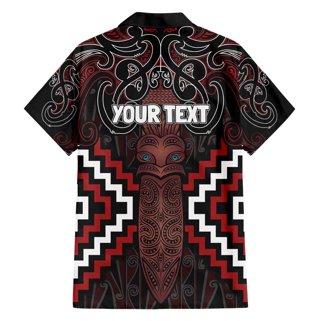 Maori Taiaha Whakairo Personalized Family Matching Short Sleeve Bodycon Dress and Hawaiian Shirt Red Poutama Motifs