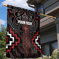 Maori Taiaha Whakairo Personalized Garden Flag Red Poutama Motifs