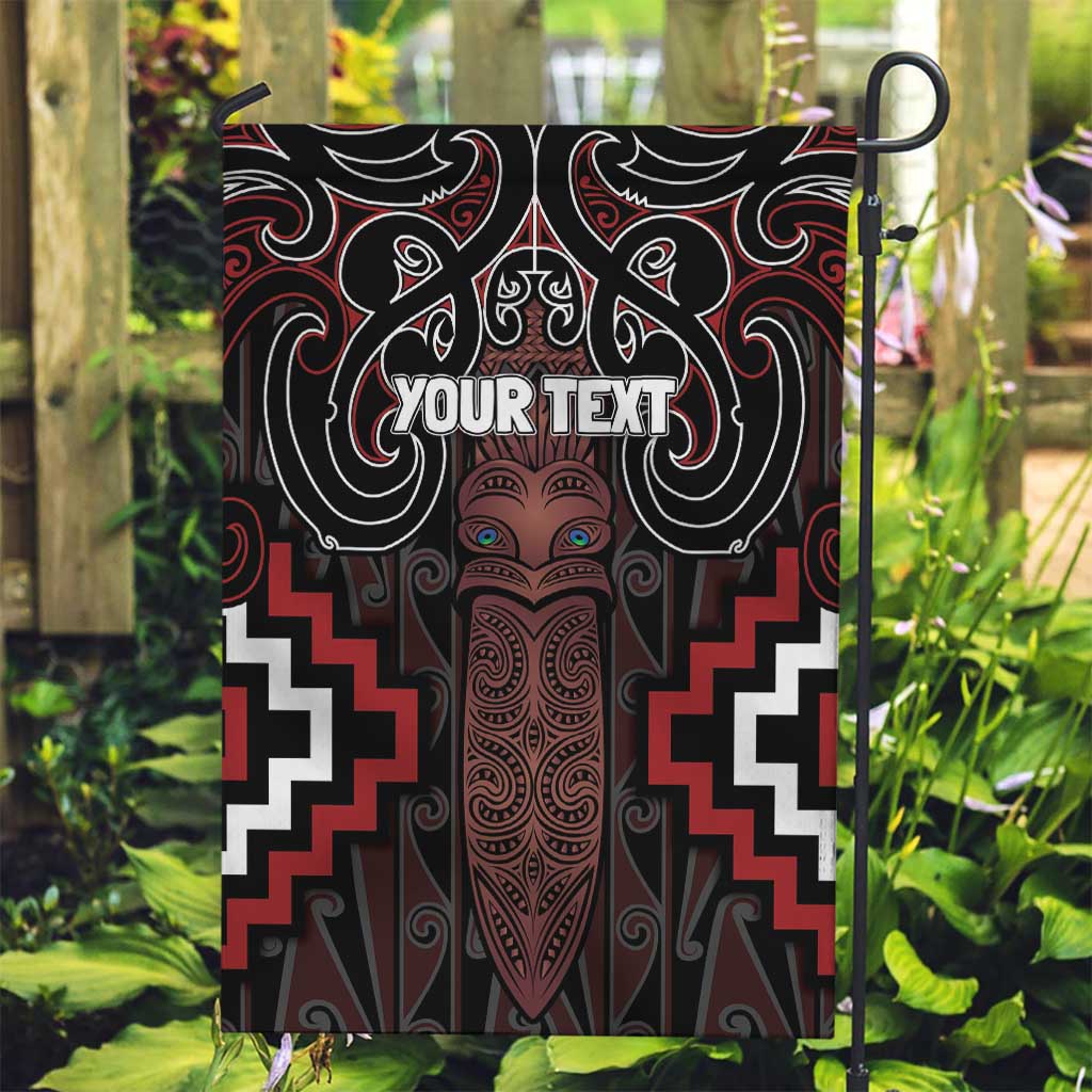 Maori Taiaha Whakairo Personalized Garden Flag Red Poutama Motifs