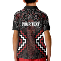 Maori Taiaha Whakairo Personalized Kid Polo Shirt Red Poutama Motifs LT7 - Polynesian Pride
