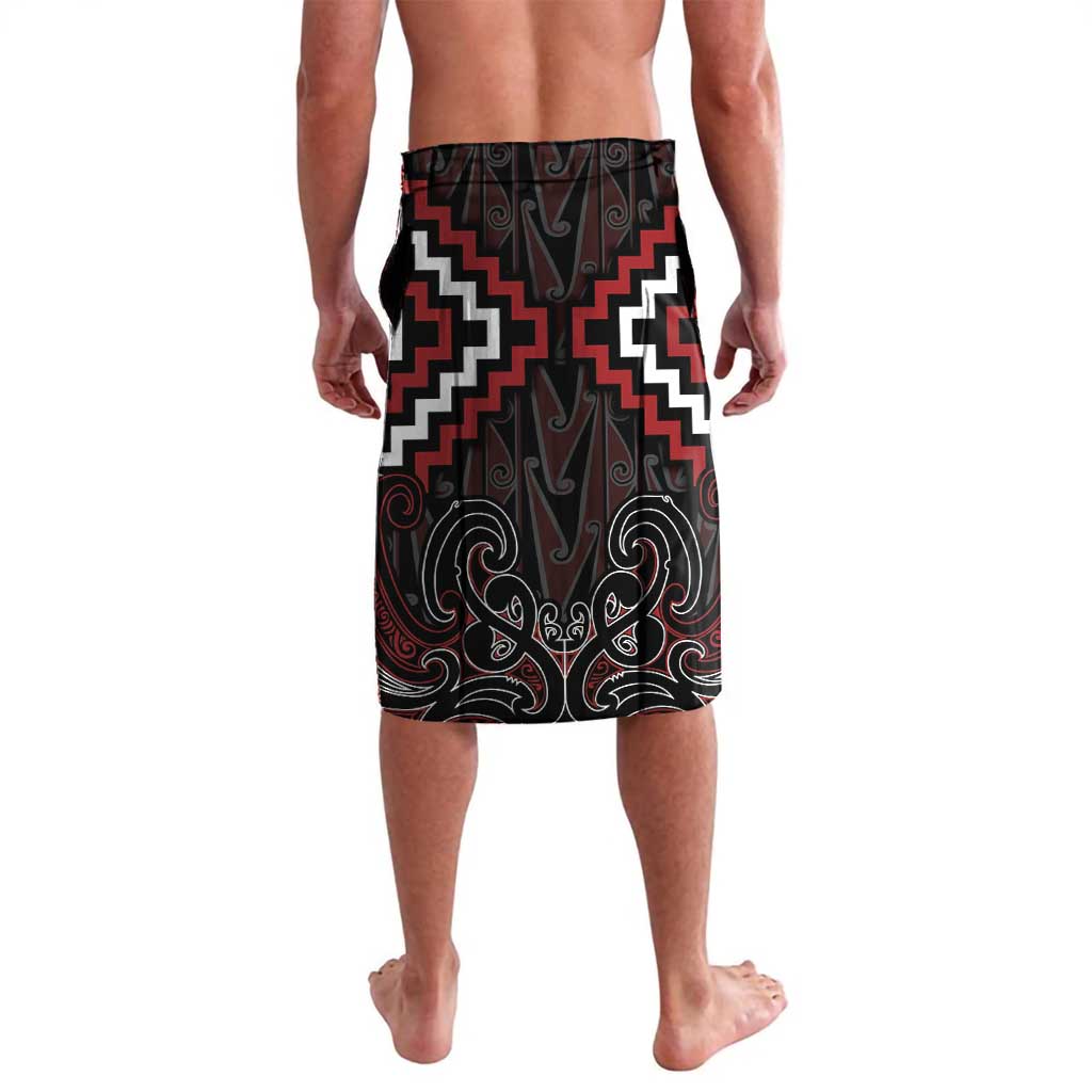 Maori Taiaha Whakairo Personalized Lavalava Red Poutama Motifs