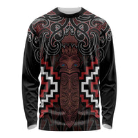 Maori Taiaha Whakairo Personalized Long Sleeve Shirt Red Poutama Motifs LT7 Unisex Red - Polynesian Pride
