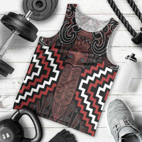 Maori Taiaha Whakairo Personalized Men Tank Top Red Poutama Motifs