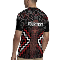 Maori Taiaha Whakairo Personalized Rugby Jersey Red Poutama Motifs