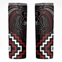 Maori Taiaha Whakairo Personalized Skinny Tumbler Red Poutama Motifs