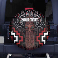 Maori Taiaha Whakairo Personalized Spare Tire Cover Red Poutama Motifs