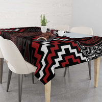 Maori Taiaha Whakairo Personalized Tablecloth Red Poutama Motifs