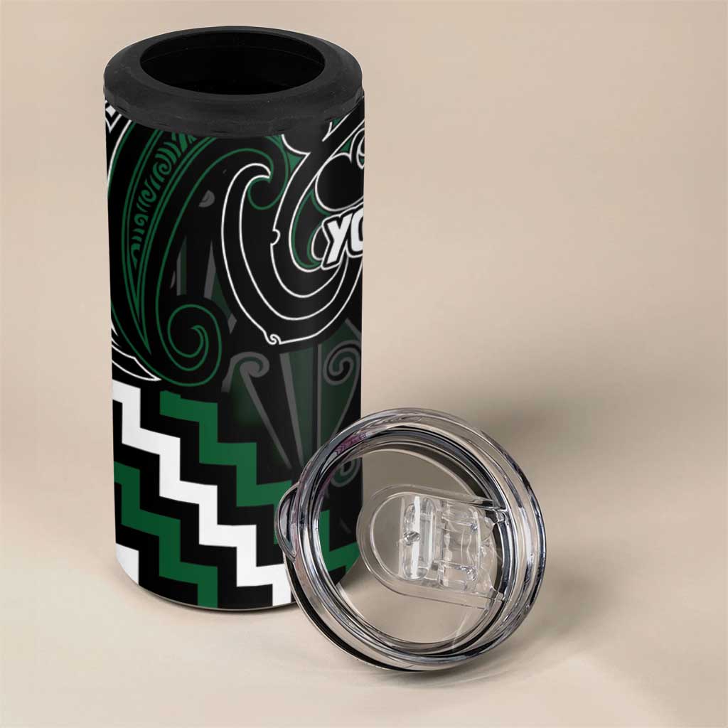 Maori Taiaha Pounamu Whakairo Personalized 4 in 1 Can Cooler Tumbler Jade Poutama Motifs