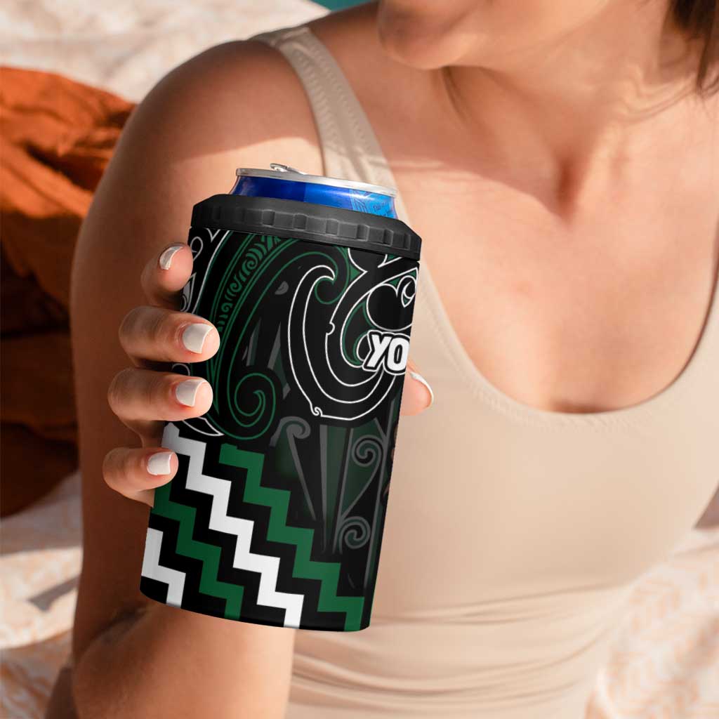 Maori Taiaha Pounamu Whakairo Personalized 4 in 1 Can Cooler Tumbler Jade Poutama Motifs