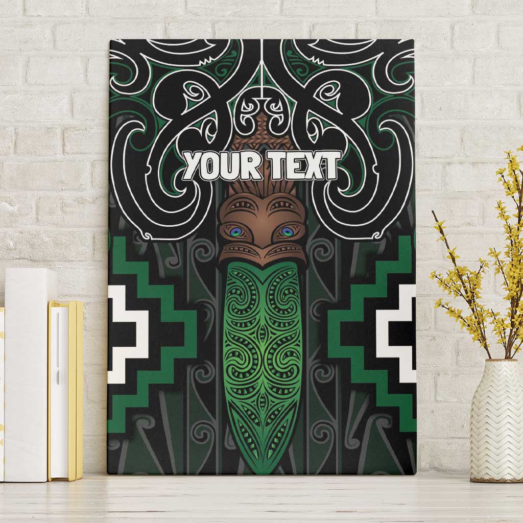 Maori Taiaha Pounamu Whakairo Personalized Canvas Wall Art Jade Poutama Motifs