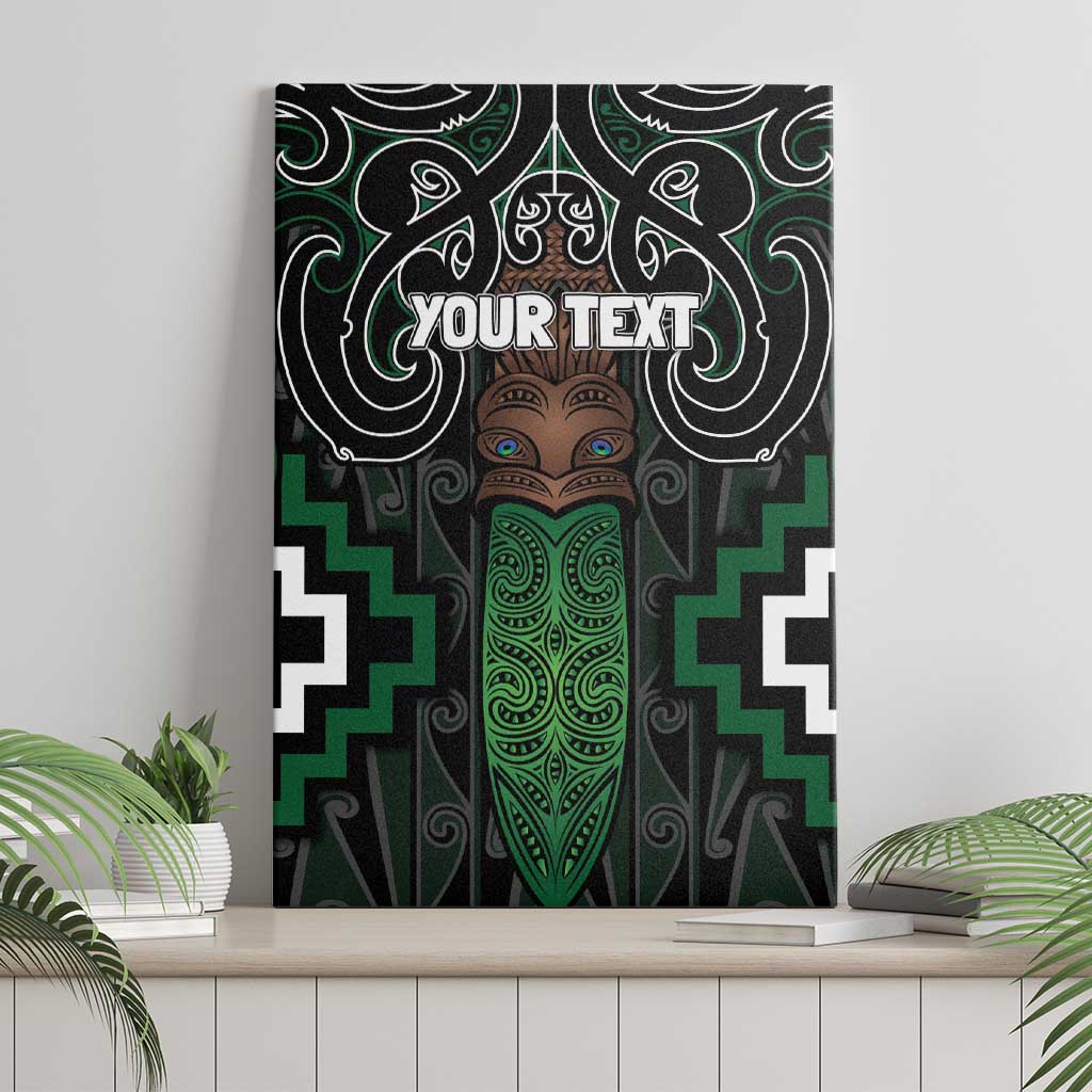 Maori Taiaha Pounamu Whakairo Personalized Canvas Wall Art Jade Poutama Motifs