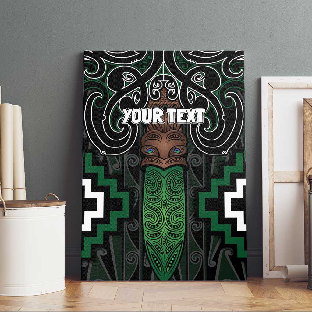 Maori Taiaha Pounamu Whakairo Personalized Canvas Wall Art Jade Poutama Motifs