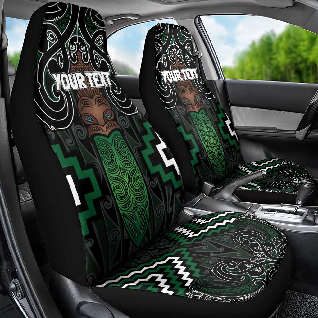 Maori Taiaha Pounamu Whakairo Personalized Car Seat Cover Jade Poutama Motifs