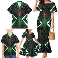 Maori Taiaha Pounamu Whakairo Personalized Family Matching Mermaid Dress and Hawaiian Shirt Jade Poutama Motifs