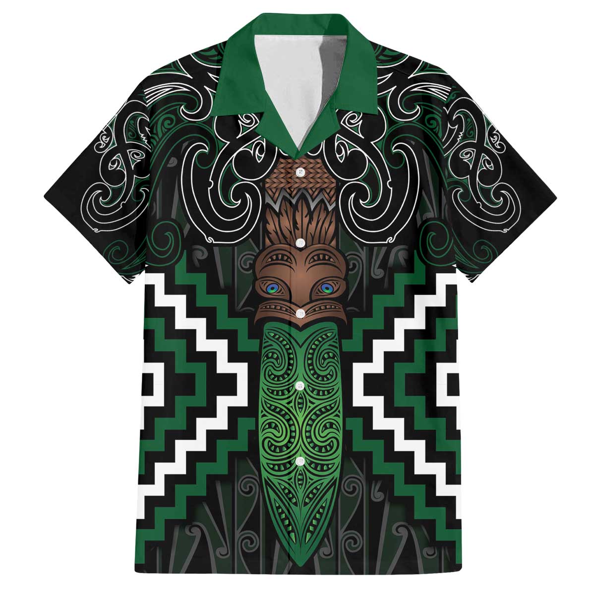 Maori Taiaha Pounamu Whakairo Personalized Family Matching Off The Shoulder Long Sleeve Dress and Hawaiian Shirt Jade Poutama Motifs