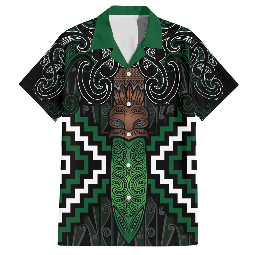 Maori Taiaha Pounamu Whakairo Personalized Family Matching Off Shoulder Short Dress and Hawaiian Shirt Jade Poutama Motifs