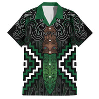 Maori Taiaha Pounamu Whakairo Personalized Family Matching Off Shoulder Short Dress and Hawaiian Shirt Jade Poutama Motifs