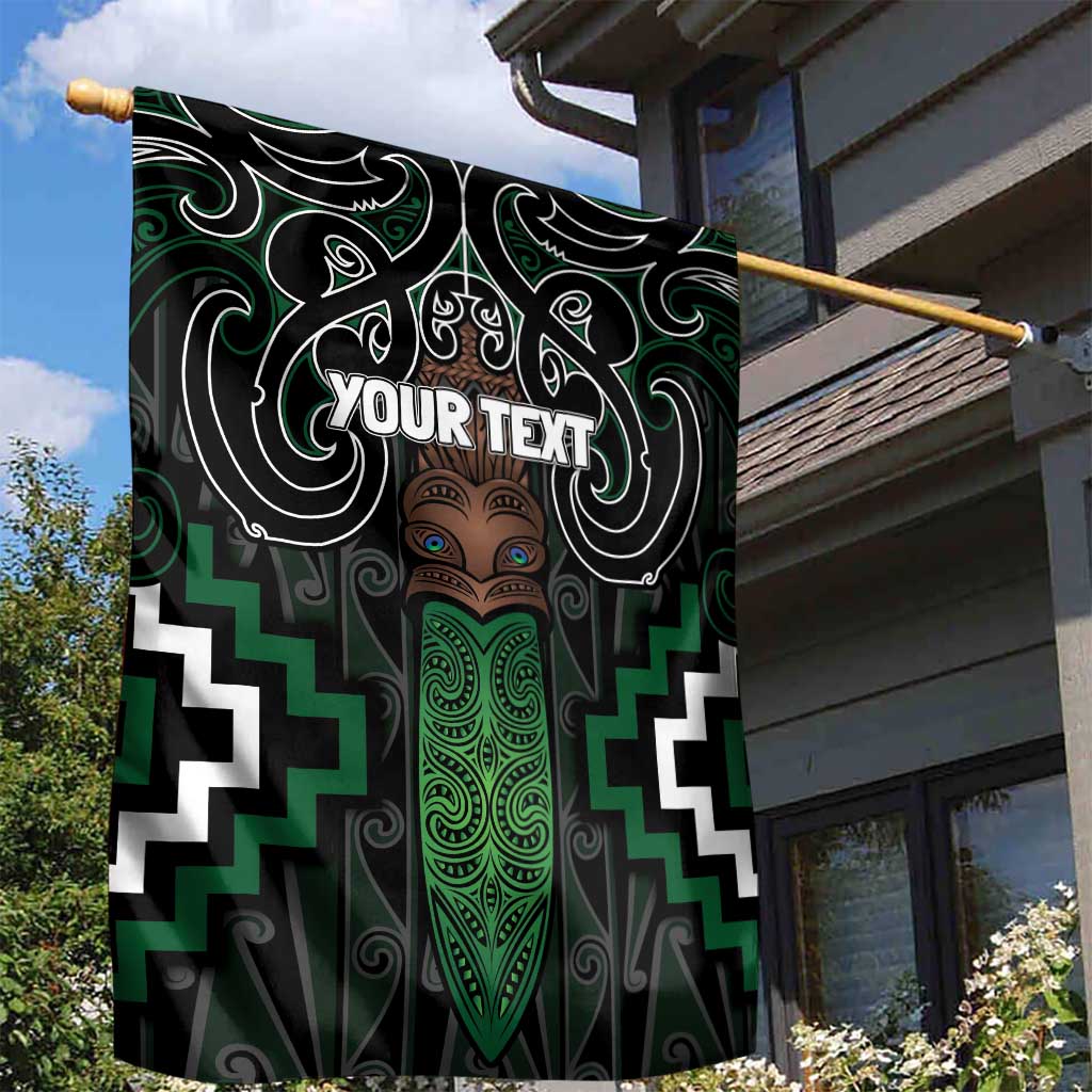 Maori Taiaha Pounamu Whakairo Personalized Garden Flag Jade Poutama Motifs