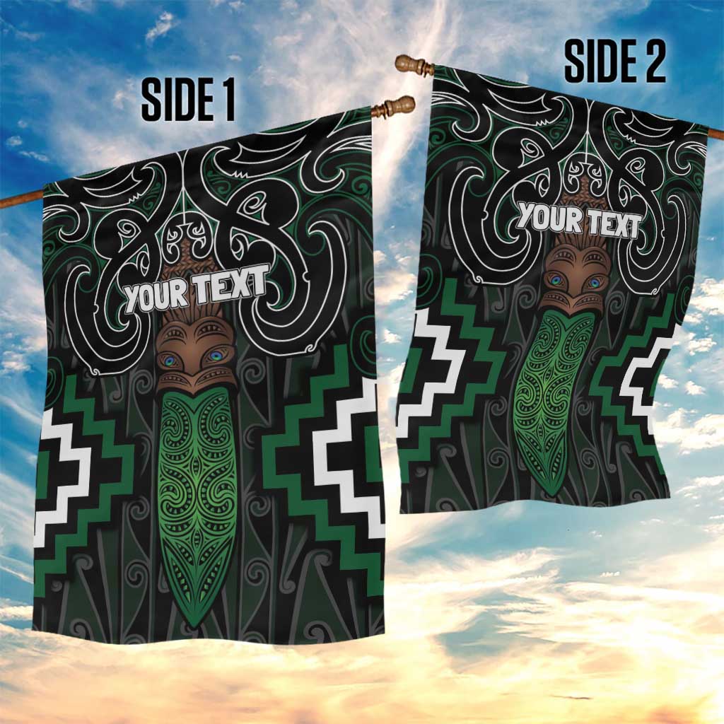 Maori Taiaha Pounamu Whakairo Personalized Garden Flag Jade Poutama Motifs