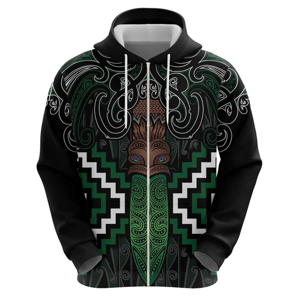 Maori Taiaha Pounamu Whakairo Personalized Hoodie Jade Poutama Motifs
