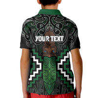 Maori Taiaha Pounamu Whakairo Personalized Kid Polo Shirt Jade Poutama Motifs