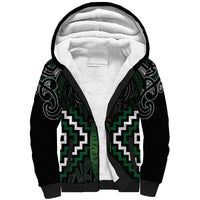 Maori Taiaha Pounamu Whakairo Personalized Sherpa Hoodie Jade Poutama Motifs