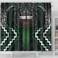 Maori Taiaha Pounamu Whakairo Personalized Shower Curtain Jade Poutama Motifs