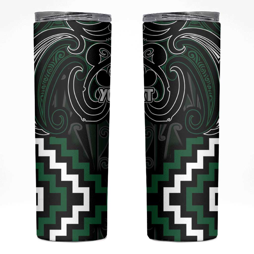 Maori Taiaha Pounamu Whakairo Personalized Skinny Tumbler Jade Poutama Motifs