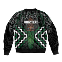 Maori Taiaha Pounamu Whakairo Personalized Sleeve Zip Bomber Jacket Jade Poutama Motifs