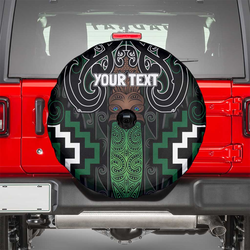 Maori Taiaha Pounamu Whakairo Personalized Spare Tire Cover Jade Poutama Motifs