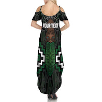 Maori Taiaha Pounamu Whakairo Personalized Summer Maxi Dress Jade Poutama Motifs