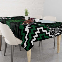 Maori Taiaha Pounamu Whakairo Personalized Tablecloth Jade Poutama Motifs